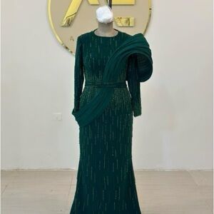 Ahmad Essa Couture Green Gown with boning detail